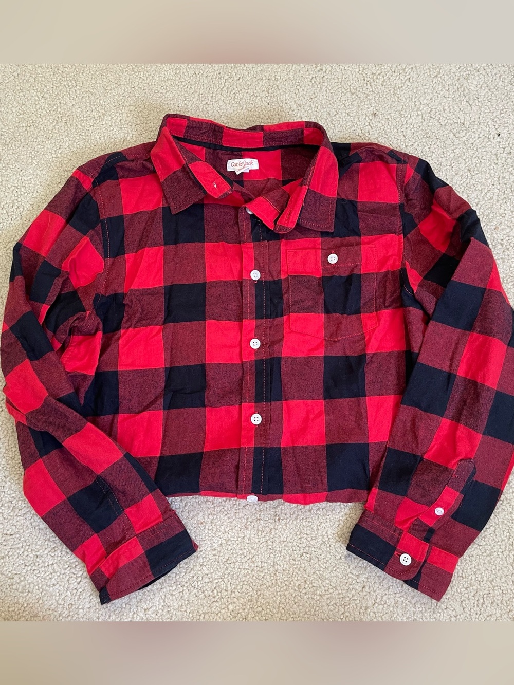 Cat & Jack Red and Black Buffalo Check Plaid Button Down Shirt
Husky Large 14/16